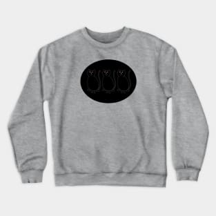 Three Black Cats on Black Oval Crewneck Sweatshirt